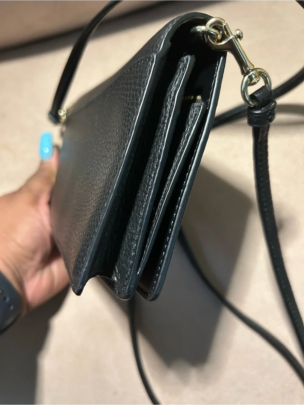 Coach Anna Foldover Clutch Leather Crossbody Wallet